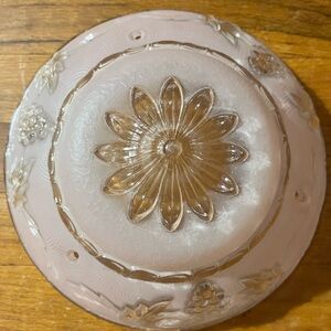 Vintage 30s Art Deco Pink Glass Floral Ceiling Light Shade Coquette